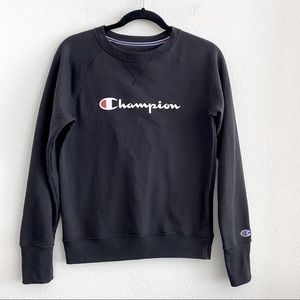 Champion Crewneck Solid Black Sweater
